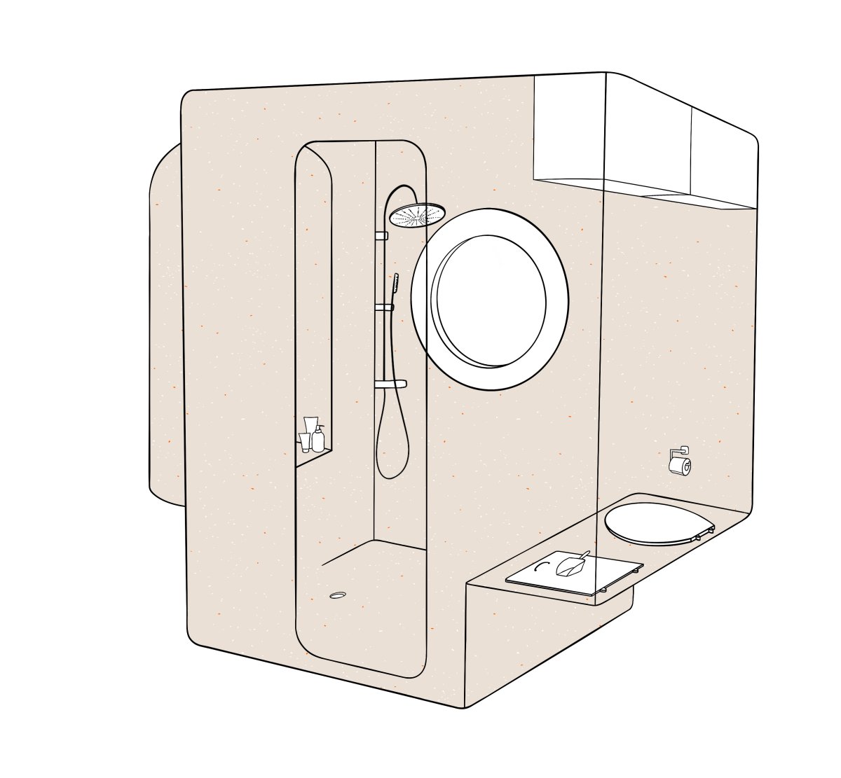 Vue 3D salle de bain monobloc Vue 3D salle de bain monobloc