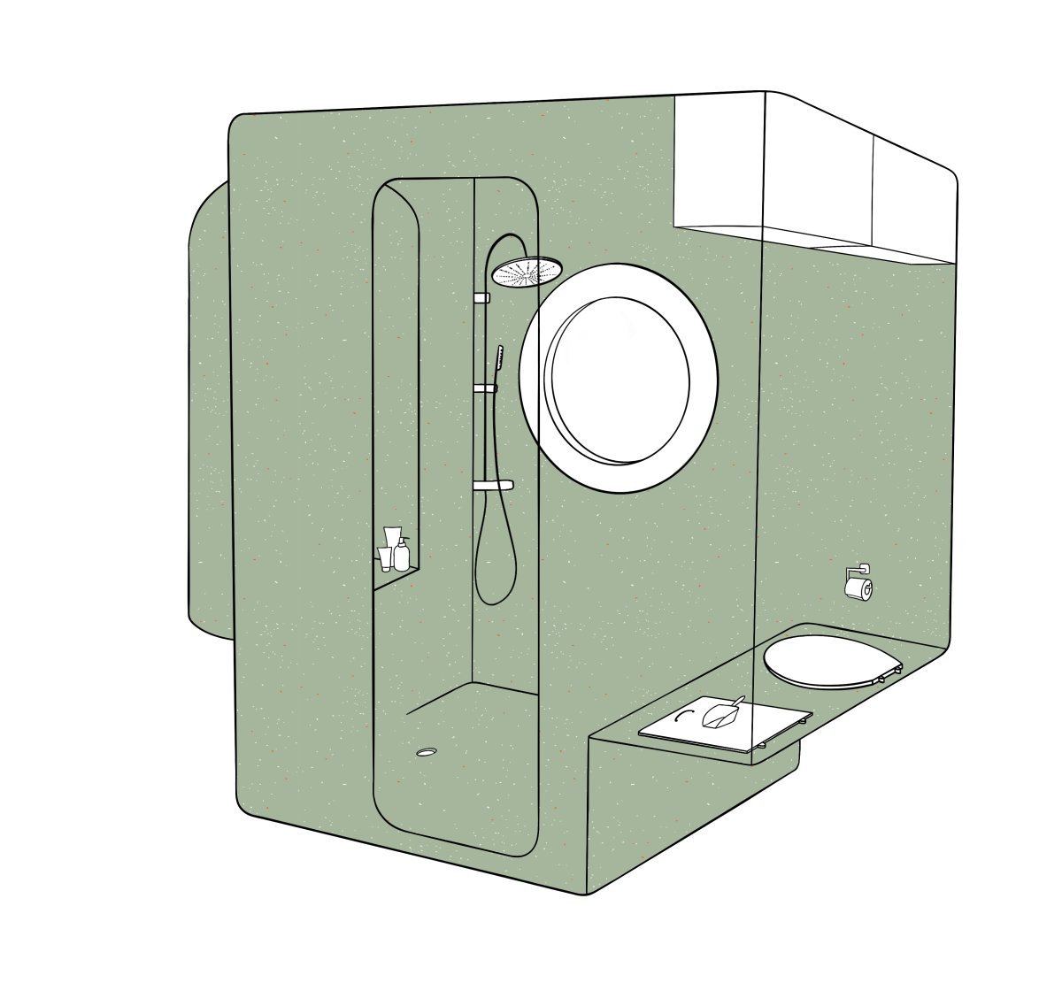 Vue 3D salle de bain monobloc Vue 3D salle de bain monobloc